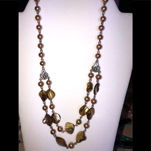 Italian Necklace Brown Pearls